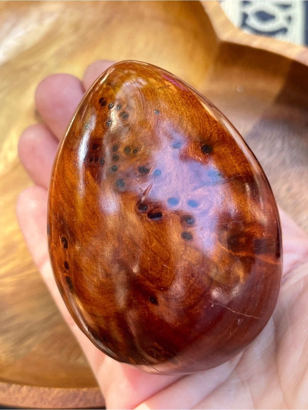 Turned Burl Polished Egg Sculpture